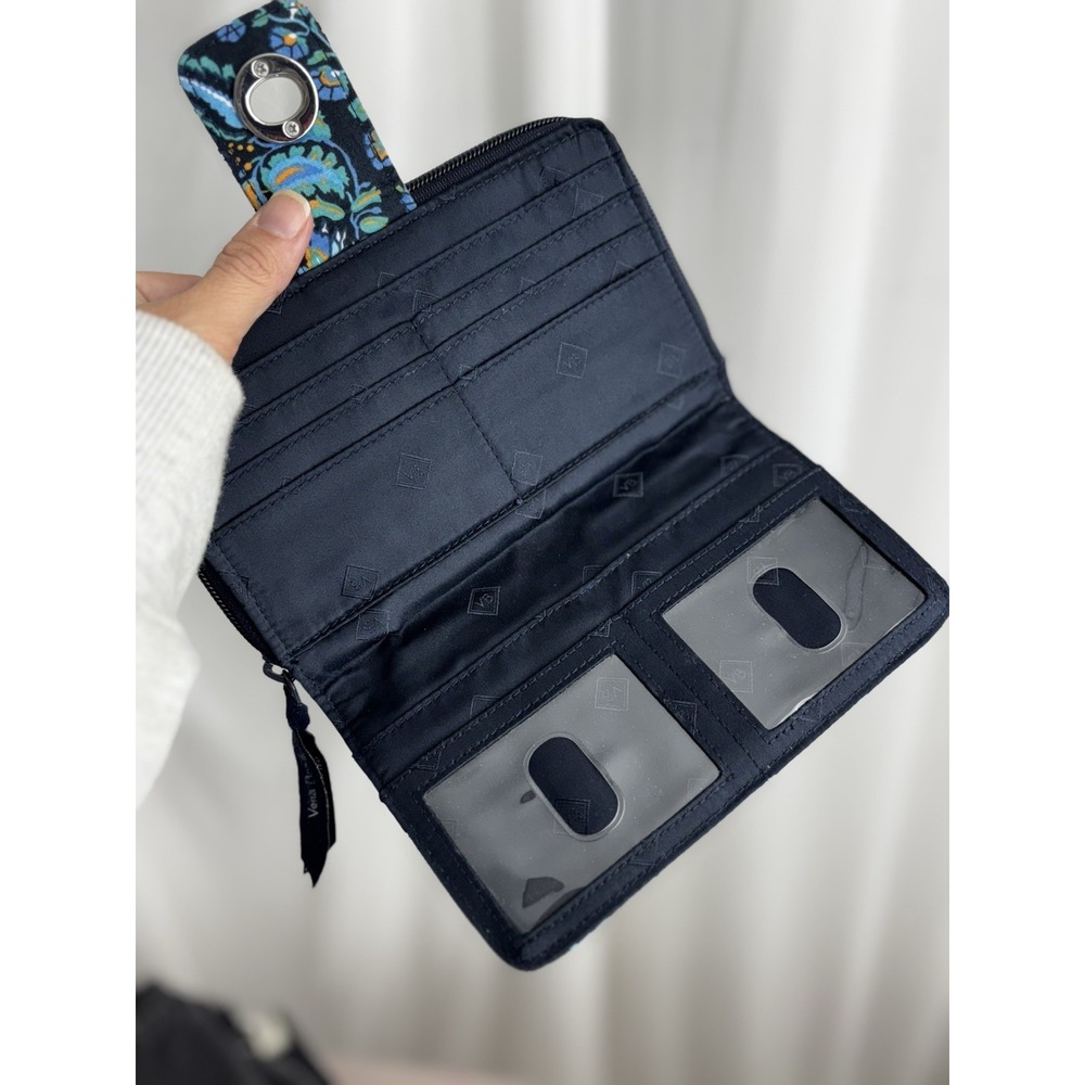 Vera Bradley Floral Zip Around Wallet in Navy Teal Green - Picture 8 of 9